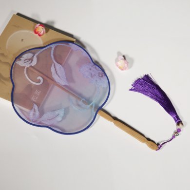 淡雅紫文藝團(tuán)扇，家佳樂文學(xué)絕美古風(fēng)扇子