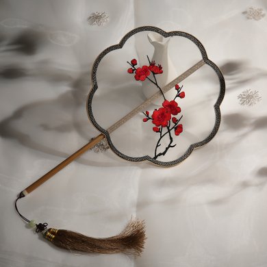 五款家佳樂文學刺繡團扇,蘇繡繡花宮扇扇子