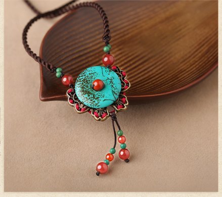 復(fù)古云南鎖骨鏈松石平安扣項(xiàng)鏈?zhǔn)罪? / data-EXUe=