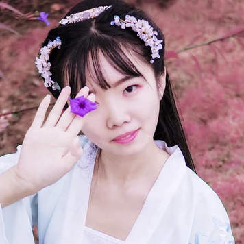 粉紫小清新帶團(tuán)扇傘頭像，唯美古風(fēng)真人頭像