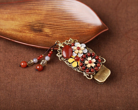 家佳樂(lè)文學(xué)紅色發(fā)夾古典民族風(fēng)頭飾