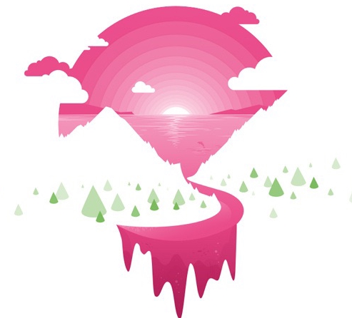 簡約唯美漸變插畫繪制，風景美如畫!