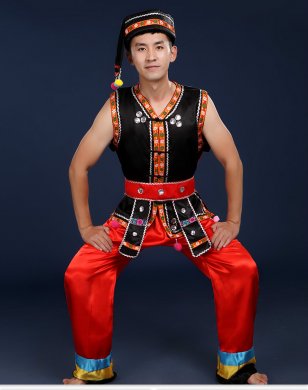 土家族壯族打鼓民族服飾，苗族男少數(shù)民族服裝