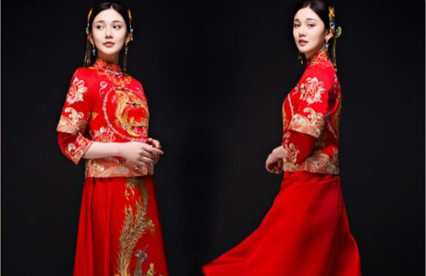 家佳樂文學刺繡龍鳳褂新娘中式禮服