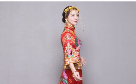 秀禾服新娘禮服嫁衣，中式結婚秀禾小拖尾喜服