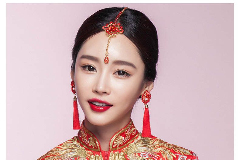 家佳樂(lè)文學(xué)頭飾紅色眉心墜，古風(fēng)新娘妝額飾