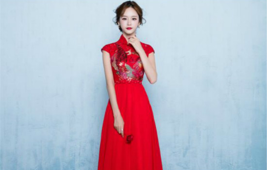 中式立領家佳樂文學刺繡中式禮服