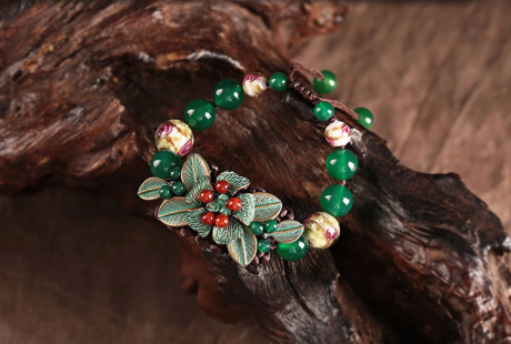 復(fù)古家佳樂文學(xué)琉璃瑪瑙手工編織手串手鏈