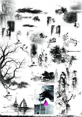 家佳樂文學(xué)水墨元素psd分層源文件