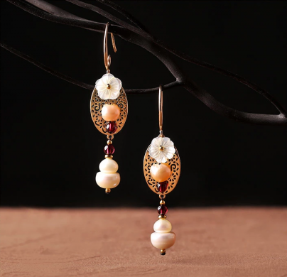 家佳樂文學(xué)手工耳環(huán)民族風(fēng)珍珠耳環(huán)