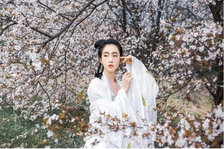 櫻花樹下古風(fēng)女子頭像，真人古風(fēng)頭像大全