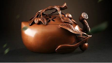 桃形熏香爐，仿古紫銅香爐