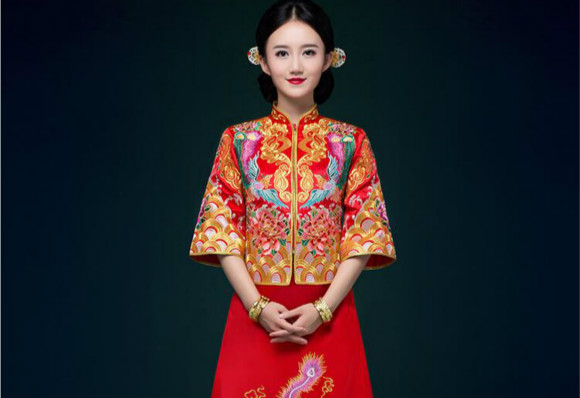 家佳樂文學(xué)刺繡錦緞復(fù)古嫁衣中式禮服