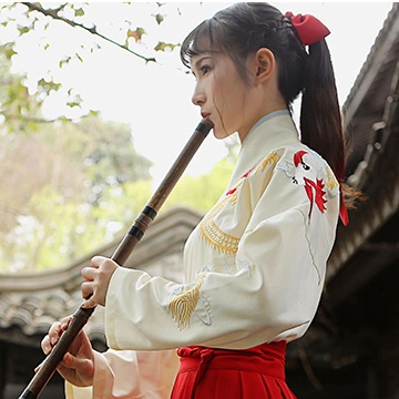 霸氣吹笛女生頭像，唯美古風(fēng)真人頭像