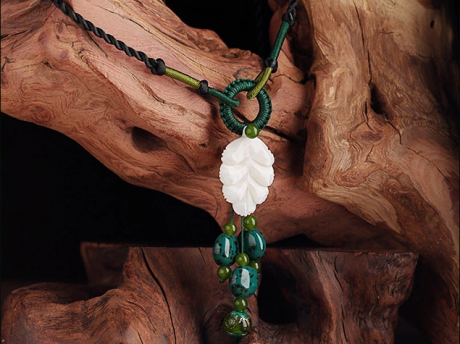 家佳樂文學葉子形貝殼裝飾毛衣鏈項鏈首飾